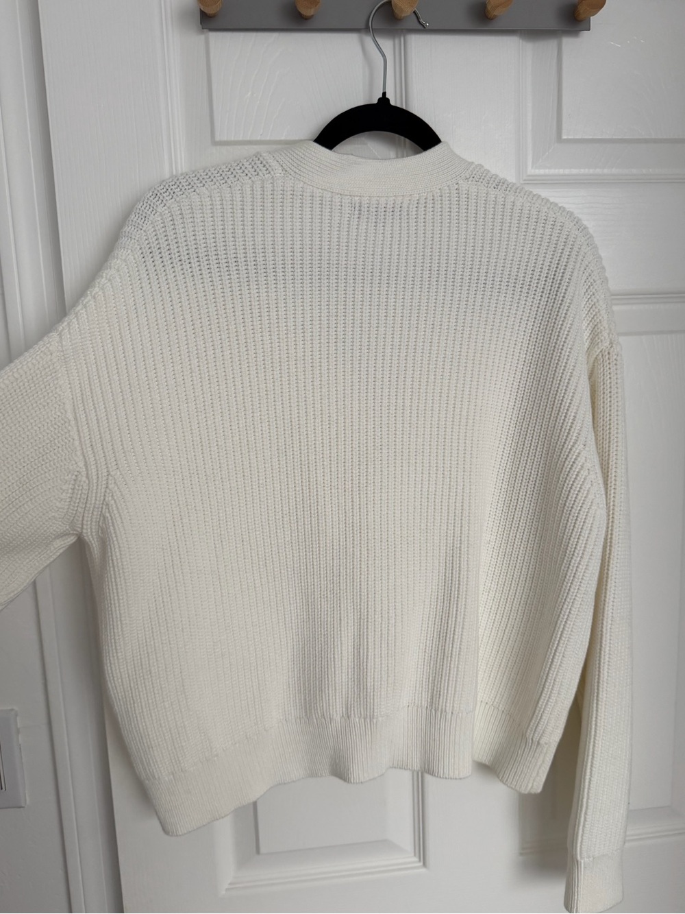 NWOT Quince Cotton Fisherman Boxy Cropped Cardigan - Ivory - Picture 10 of 11